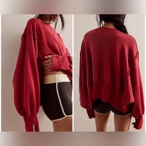 We The Free Red Oversized Sweatshirt